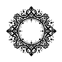 Ornate Black & White Frame: Geometric Circle, Elegant Design
