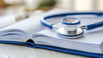 Open book with stethoscope
