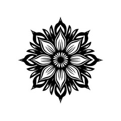 Elegant Black and White Floral Mandala Design on White Background