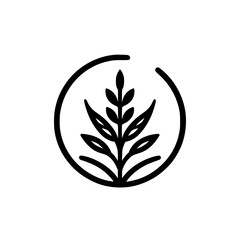 Minimalist Botanical Logo: Leafy Branch Inside a Circle