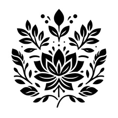 Elegant Black Floral Mandala Design on White Background