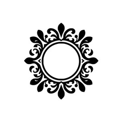 Elegant Black & White Floral Frame - Circular Design for Invitations & Logos