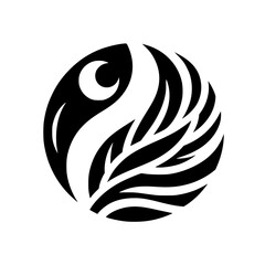 Abstract Black & White Floral Crest Logo Design