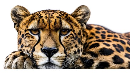 Obraz premium Cheetah portrait with resting, and isolated.