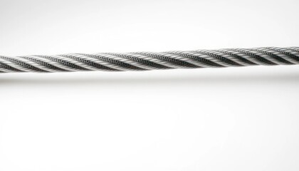 Twisted metal cable against white background