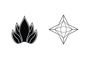 Fototapeta premium Abstract Minimalist Floral And Geometric Vector Design Elements In Black And White