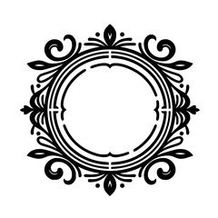 Elegant Black & White Ornamental Frame, Blank Center for Branding or Design