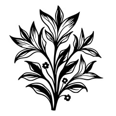 Elegant Black & White Floral Illustration with a Touch of Gray, Vector Art