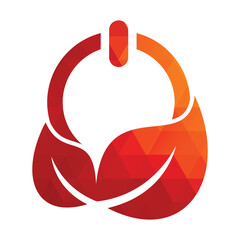 Leaf power button logo design icon vector.