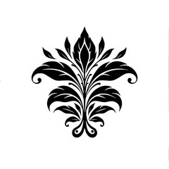 Elegant Black Floral Ornament, Vector Design on White Background