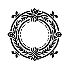 Circular Decorative Black and White Emblem Design