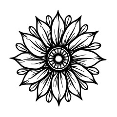 Intricate Black and White Floral Mandala Design