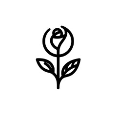 Minimalist Line Art Rose on White: Elegant Floral Icon
