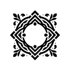 Ornate Geometric Mandala Design, Black and White, Vector Art
