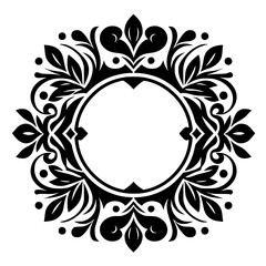 Elegant Black & White Circular Floral Frame Design