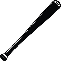 Baseball Bat Silhouette Vector - Bold Black Sports Graphic