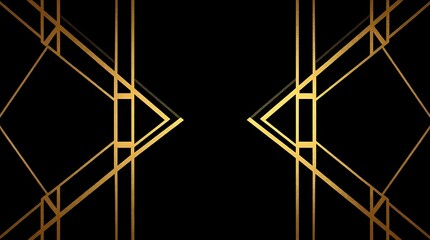 Elegant Art Deco Golden Geometric Frame on Black