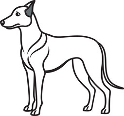 Black and White Dog Vector — Outline Line Art for Coloring Pages and Print