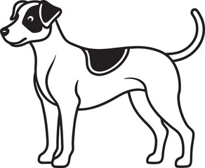 Black and White Dog Vector — Outline Line Art for Coloring Pages and Print
