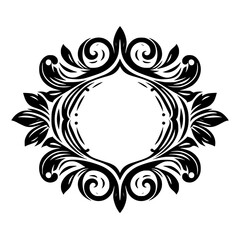 Elegant Black and White Floral Frame, Ornamental Design