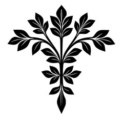 Elegant Black & White Leafy Ornament - Vector Design, Decorative Element