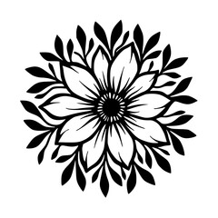 Black & White Floral Mandala: Elegant Botanical Design