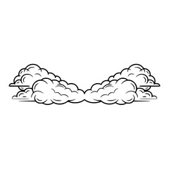 Stylized Black Outline Clouds Illustration - Horizontal Sky Graphic Element