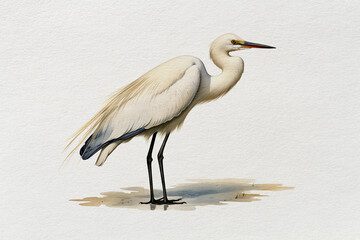 Obraz premium Watercolor Egret Illustration – Hand-Painted Elegant Wading Bird Art
