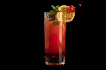Cocktail alcohol drink with ice on the rocks