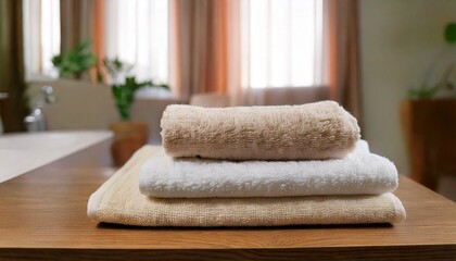 奇麗にたたまれたタオル、ライフスタイル