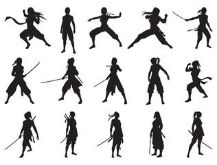 Naklejka premium FEMALE NINJA CHARACTER SILHOUETTE