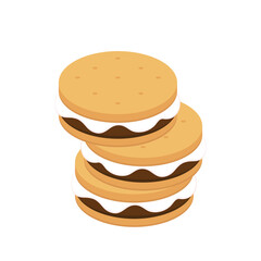 Chocolate bar and graham crackers. S'more graham cracker, chocolate, and marshmallow.