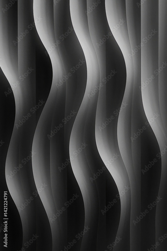 Wall mural elegant abstract patterns in monochrome waves design