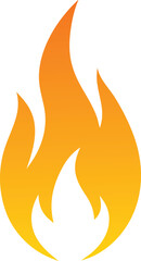A hot vector illustration of a fire icon presents an orange and yellow flame symbol, a burning design element signifying heat and danger
