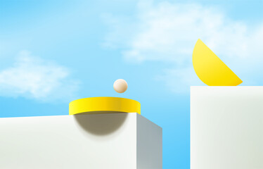 3d rendering, Sky with stage for product display present background, vector illustration.