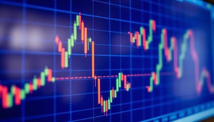 Financial Stock Market Data Chart Graph Candlestick Analysis Investment Trading Business Economic red loss risk blue price green  