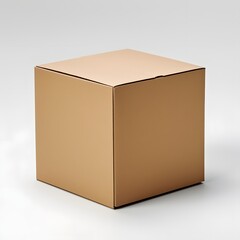 Closed plain cardboard box on white background for packaging and shipping