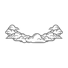 Minimalist Line Art Clouds - Curved Composition Illustration