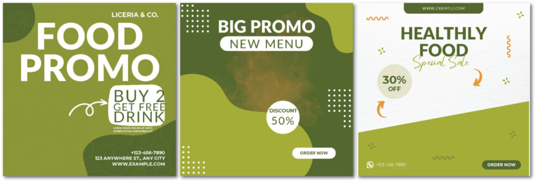 Appealing food promotional ads for new menu and special sales events