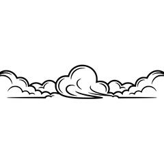 Dynamic Comic Style Cloud Line Illustration on White Background