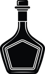 Alcohol Bottle Silhouette Vector - Black Liqueur Drink Graphic