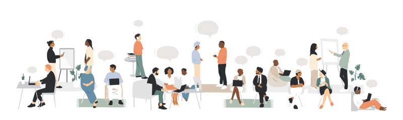 	
Office concept. Different people work together. Modern design.