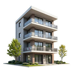 Modern Residential Apartment Building with Balconies