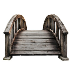 Rustic Wooden Footbridge: Stock Photo of an Old Wooden Bridge on white background