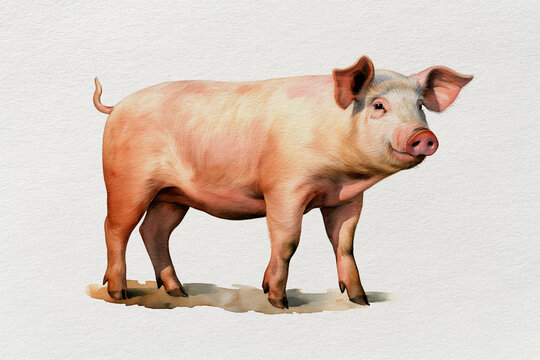recommend clip art: Cheerful Pig Standing – Watercolor Illustration of a Farm Animal
                    
                    