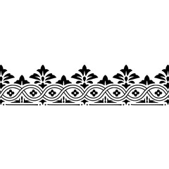 Elegant Black Ornate Repeatable Border Pattern - Classic Floral Geometric Design