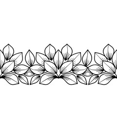 Stylized Grayscale Leaves Border Graphic Element - Simple Botanical Pattern Illustration