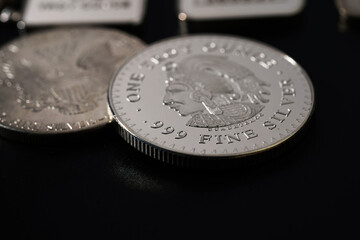 Silver barsand coins precious metal money investing assets
