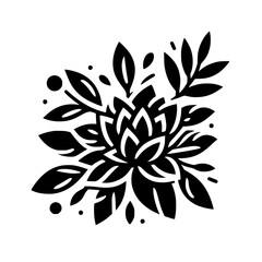 Elegant Monochrome Stylized Floral Graphic Design Element