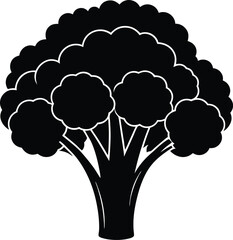 Broccoli Silhouette Vector - Fresh Black Vegetable Graphic Vector EPS File